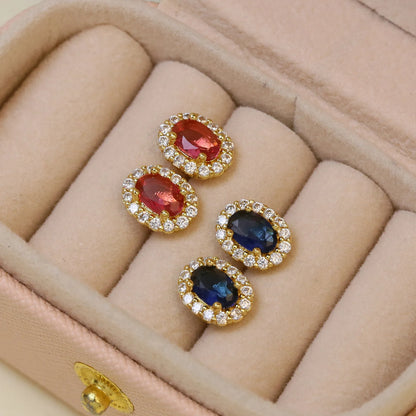 Colorful 12 Month Birthstone Rhinestone Stud Earrings For Women Crystal Ladies Fashion Weddings Banquet Jewelry Accessories