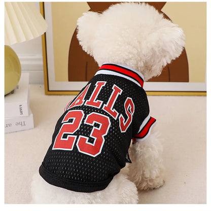Summer Pet Vest Small Body Hugger American Bulldog Breathable Lightweight Small Dog Lettered Basketball Two-Piece Outfit