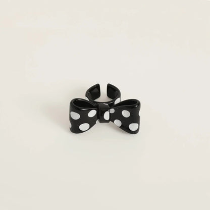 Punk Polka Dot Resin Ring for Women Exaggerated Big Bow Open Ring Y2K Sweet Cute Harajuku Style Daily Party Jewelry Accessories