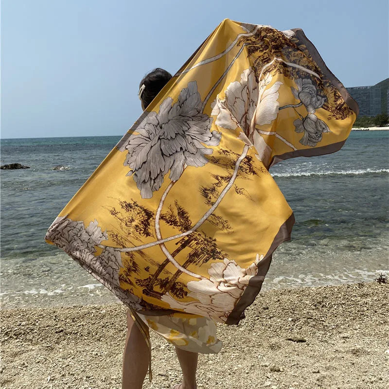 Beach Scarf Women Luxury Designer Tree Print Shawls Travel Long Foulard Female Sun Protection Wraps New YD0861