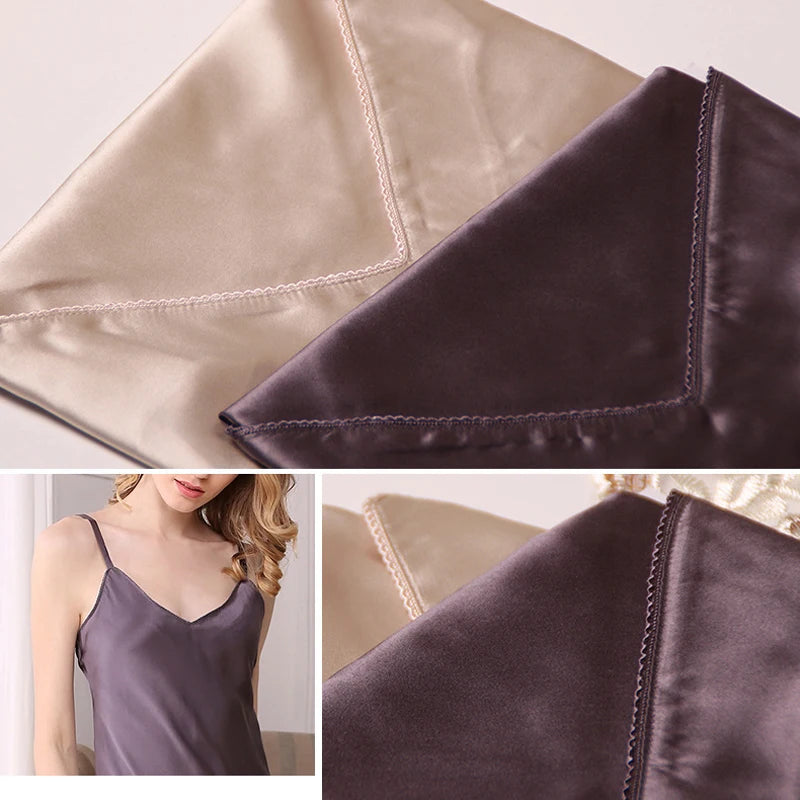 100% Mulberry Silk Slip Dress Sexy Sleepwear Women Summer Loose Plus Size Camisole Nightgown Lounge Dress