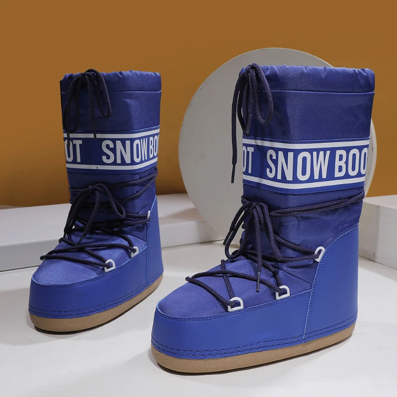2026 New Women High‑Tubed Moon Boots Space Snow Boots Round‑Toe Lightweight Thick‑Sole Warm Insulated Skiing Winter Outdoor Cott