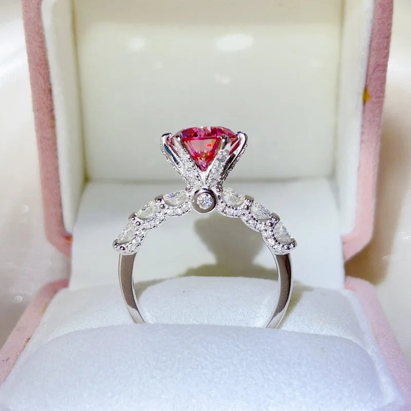 luxury 18K white gold and platinum PT950 marquise colored diamond moissanite ring women's colored special-shaped ring