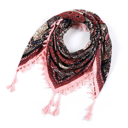 Scarf Winter Women Ladies Bohemian Print Shawl Russian Ethnic Wraps Tassel Scarves Bufanda Mujer Foulard Femme Square
