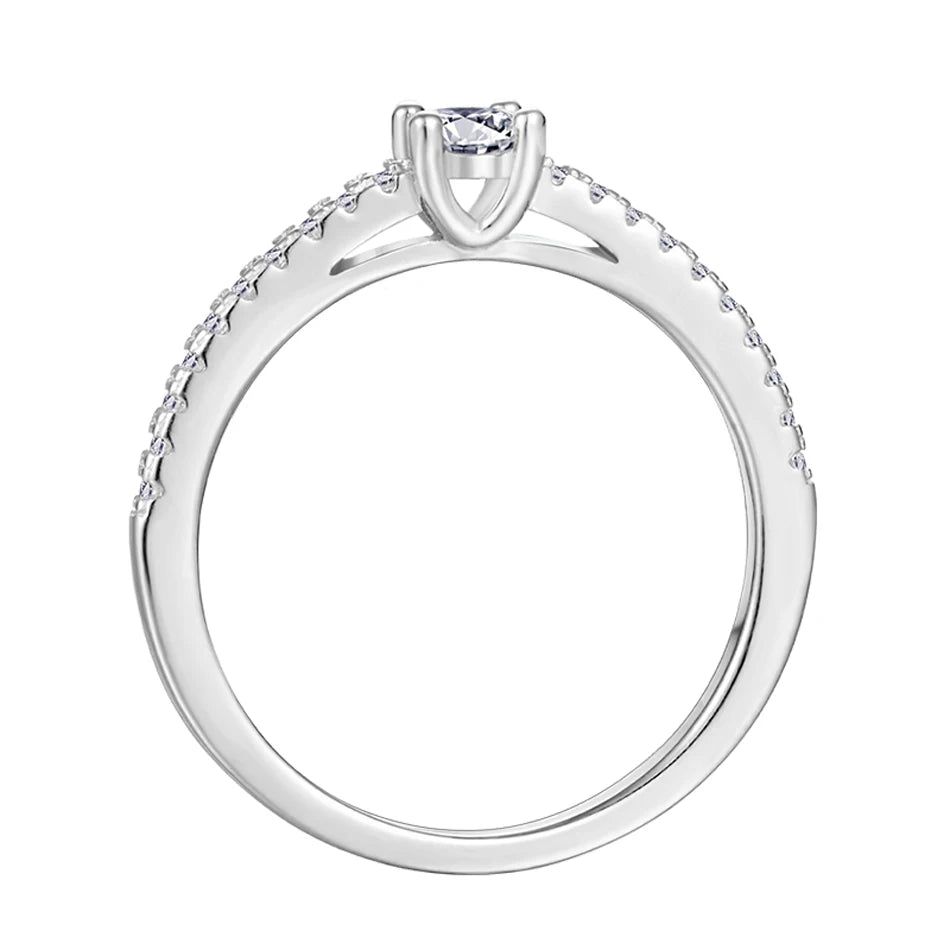 BLUEENCH 4mm D Color Moissanite Ring for Woman Wedding Jewelry with GRA 925 Sterling Sliver Plated 18k White Gold Wedding Band