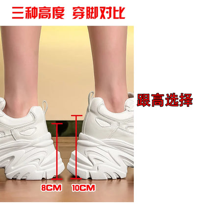 ZJR 14cm Chunky Sneakers for Women Super Increasing Women Shoe High Quality Real Leather Shoes Lightweight Platform Shoes 8-14cm