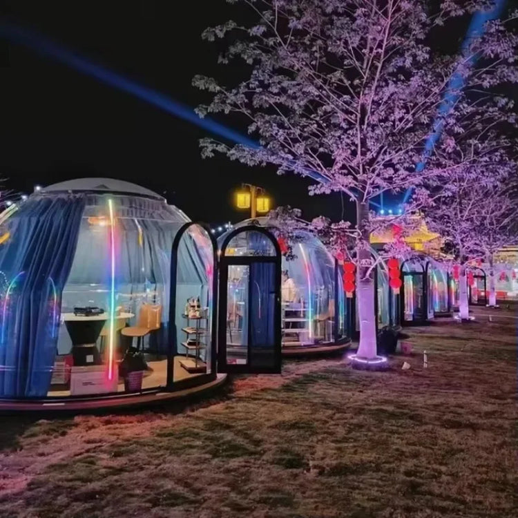 Prefab Polycarbonate Winter Geodesic Clear Dome Tent Green Dome House