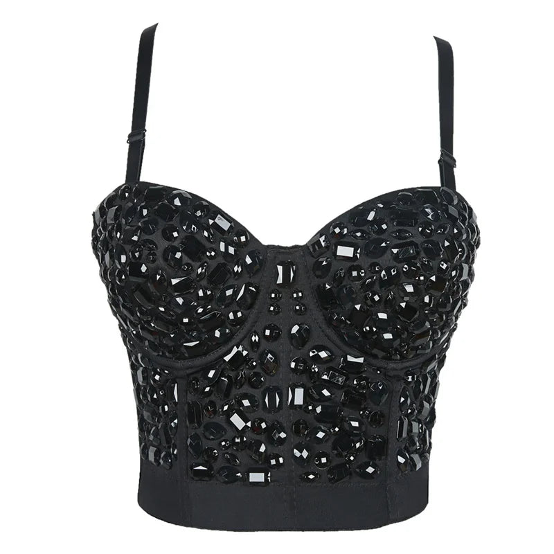 Quality Pearl Tank Tops Rhinestone Women Crop Top Club Clothes Streetwear Y2K Corset Woman Shaper Camis Fashion Feamale Clothing
