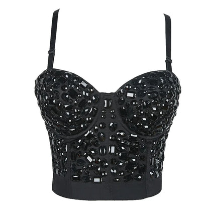 Quality Pearl Tank Tops Rhinestone Women Crop Top Club Clothes Streetwear Y2K Corset Woman Shaper Camis Fashion Feamale Clothing