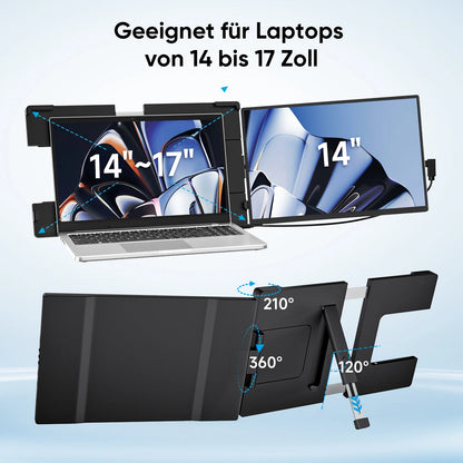 Dopesplay 14.1 inch Portable Monitors 1200P HDR External Screen Extender for Laptop XBox PS4 5 Second Display up to 17.3 Laptops