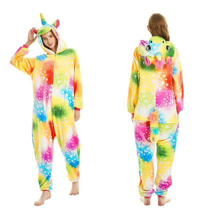 Kigurumi Unicorn Cartoon Onesies Kids Children Animal Pajamas Jumpsuits Women Men Sleepwear Onepiece Anime Cosplay Costumes