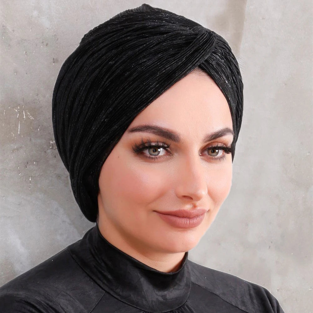Glitter Muslim Inner Hijabs Women Ventilate Instant Turban Headscarf Woman Caps Islamic Lightweight Design (31g）