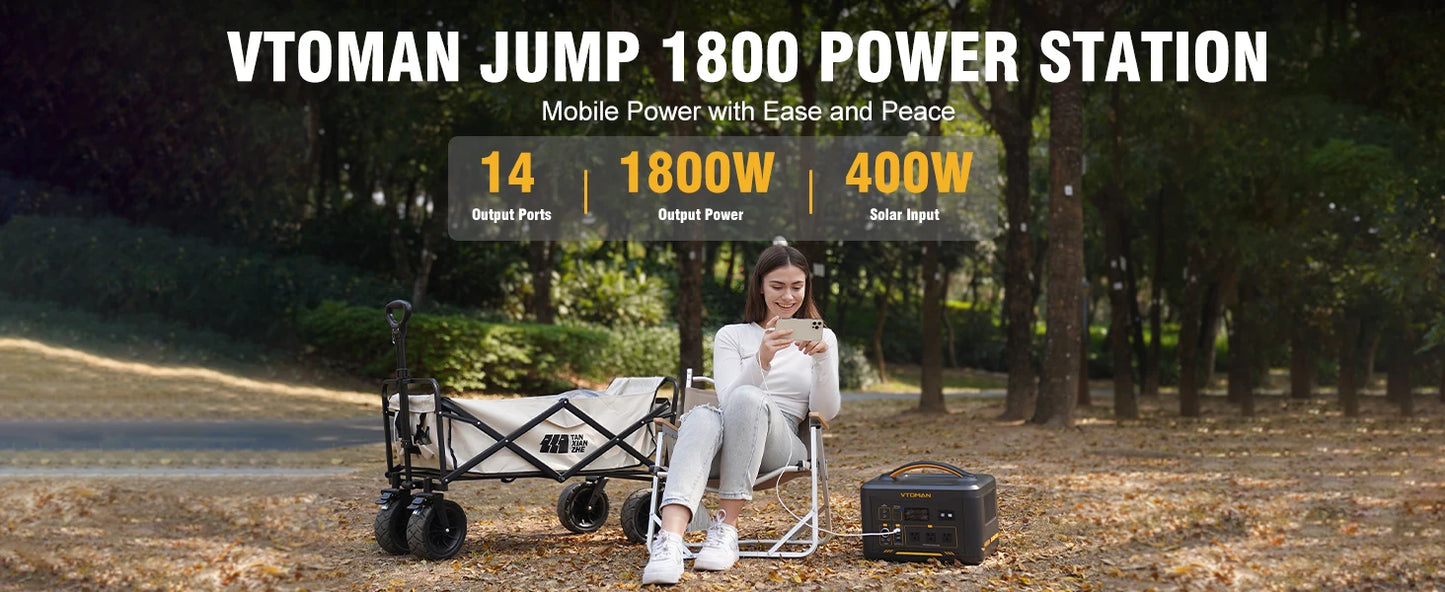 VTOMAN JUMP 1800 Power Station 1548Wh LiFePO4 Battery 1800W Emergency Power Supply for Outdoor Camping Home Energy Power