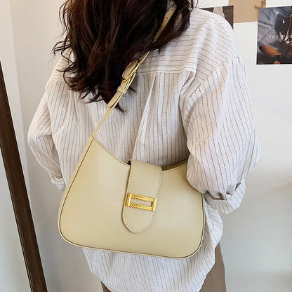 Women Bag Luxury Designer Clutch Handbags Solid Color Leather Underarm Shoulder Bag Casual Female Luxury Hobos Bags White Black