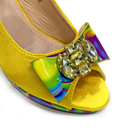 Venus Chan 2024 Fashion Purple Color Painted Rhinestones Elegant Peep Toe Sandals Shoes and Bag Set Italian Heels for Womens