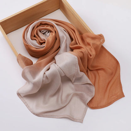 New Gradient Color Hijab Two Color Scarf Tie-Dye Cotton Shawls Muslim Women Wraps Headband Islamic Turban Foulard