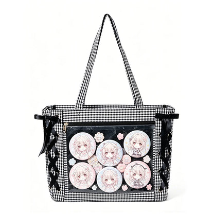 Sweet College Style Ribbon Ita Bag Women Fashion Shoulder Bags Large Capacity Tote Bag For Daily Commuting Transparent Handbag