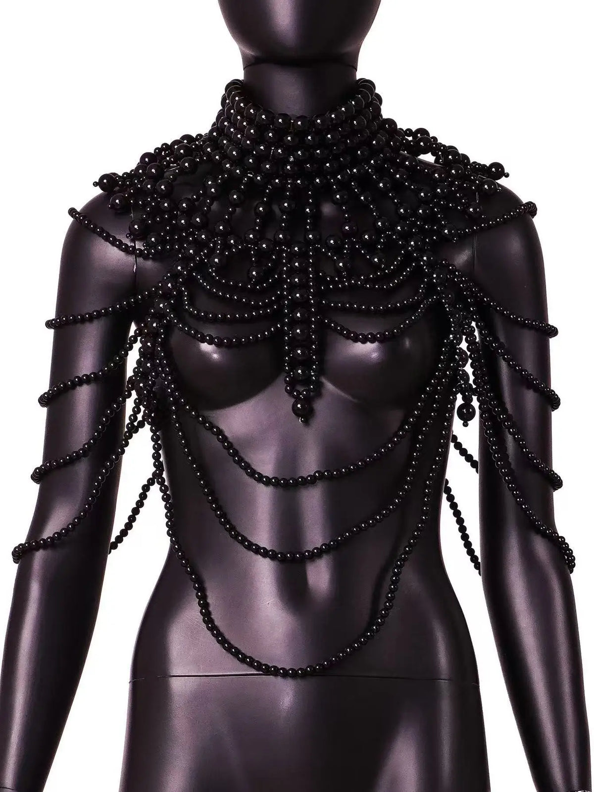 New European and American style exaggerated retro heavy industry hand-beaded multi-layer pearl sexy body chain