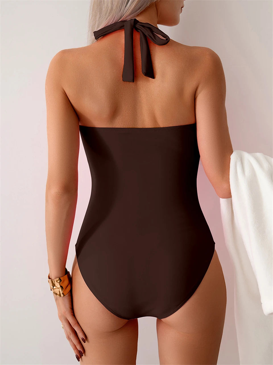 One Piece Solid Swimsuit Women 2026 Plain Ruched Swimwear Slim V Neck Bodysuit Female Bathers Bathing Swimming Swim Beach Summer