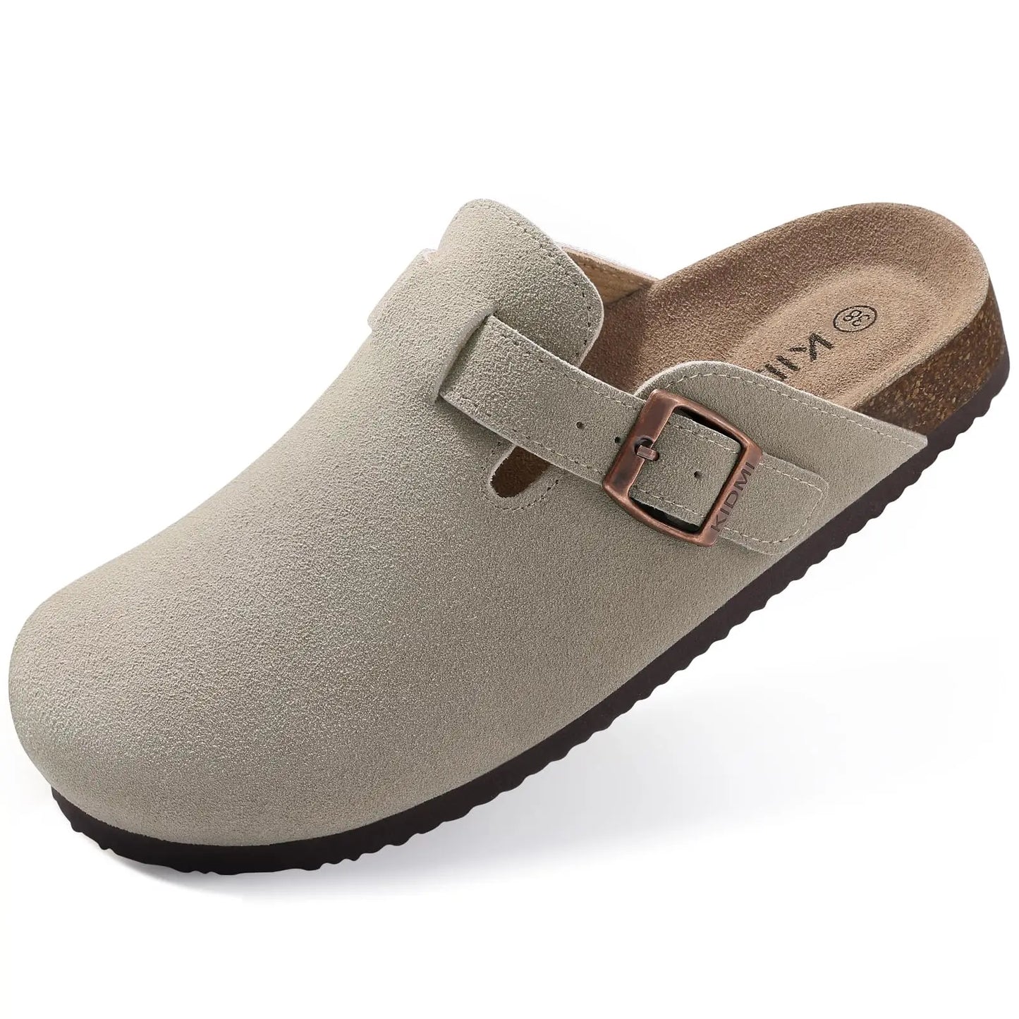 Crestar Women's Clogs Mules Cork Clogs Slippers Men Outdoor Mules Suede Clogs Shoes with Arch Support Mule Leather Clogs Sandal