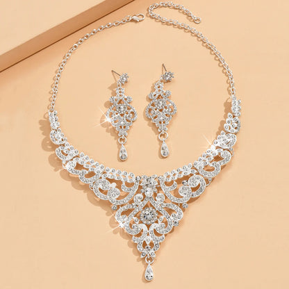 Design Sense Palace Style Jewelry Set, High-End Luxury Rhinestone Inlaid Women's Jewelry Accessories