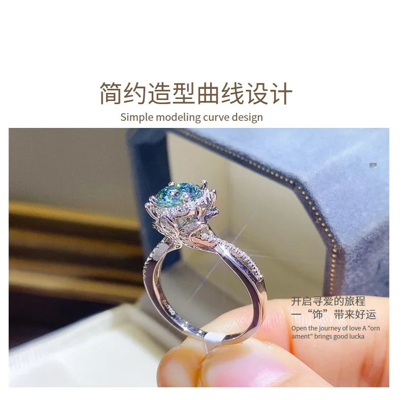 100% Original Certified 18K platinum PT950 Royal Manor 2 Carat Green Moissanite Ring Diamond Ring Comes with Certificate