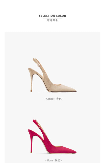 Women's Heeled Sandals New Black Suede Pointed Toe Stiletto Pumps Luxury Gladiator High Heels Elegant Sexy Party Wedding Shoes