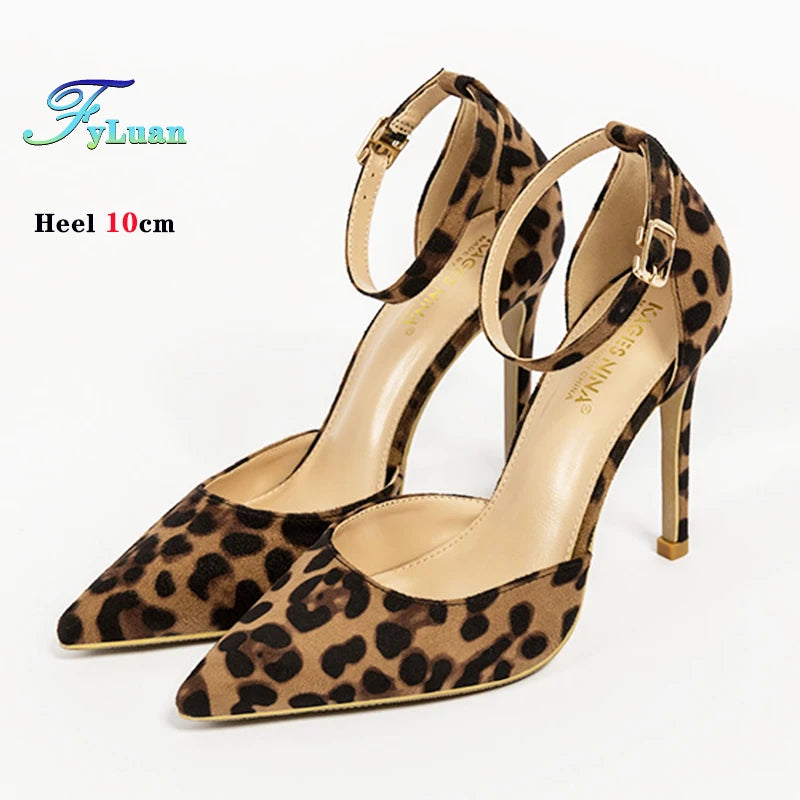 Autumn Sexy Leopard Women Sandals Office Pumps 6cm 8cm 10cm Elegant Office  High Heels Women Pointed Toe Luxury Female Shoes