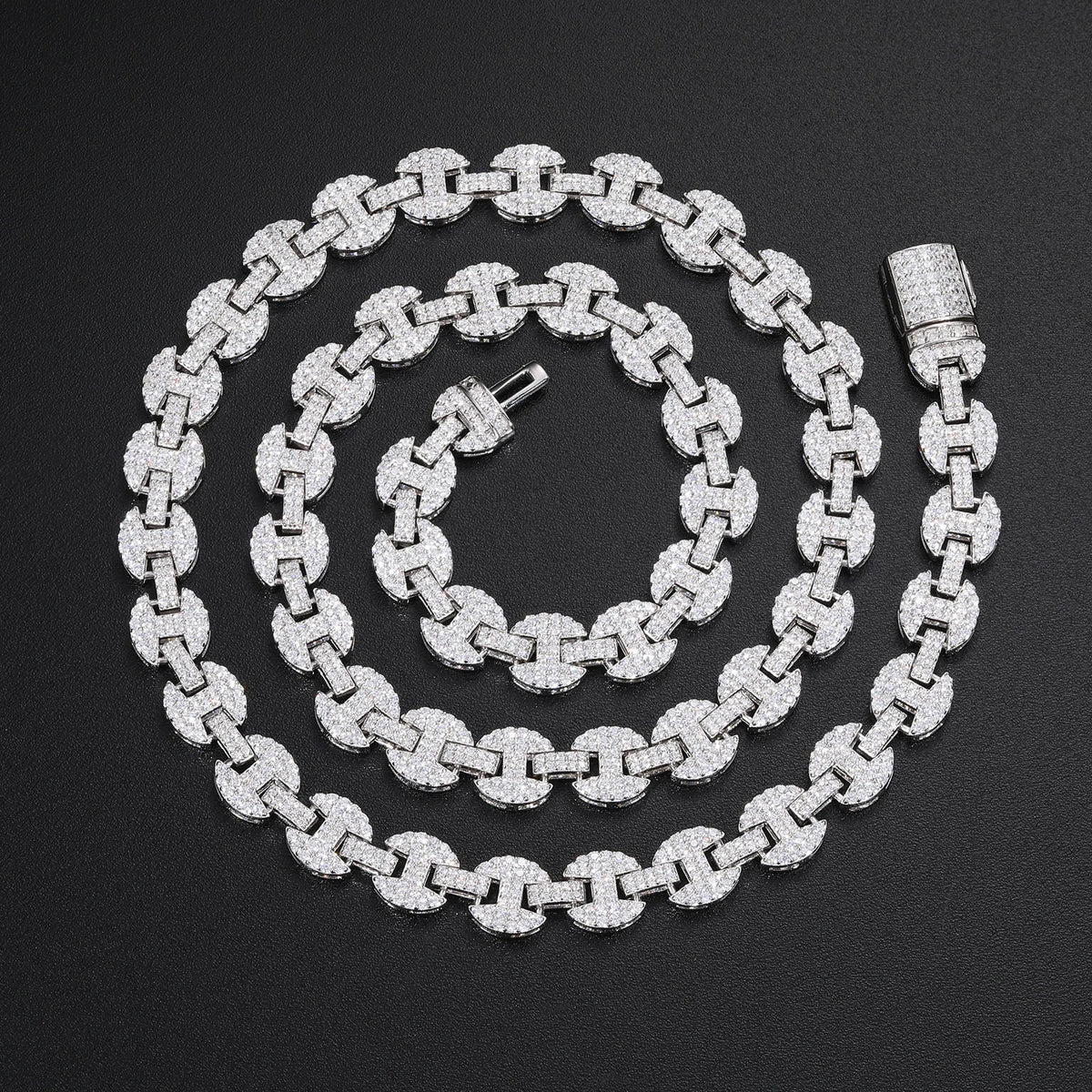 Iced Out 925 Sterling Silver 6-10mm Pig Nose Necklace Chain Men Women Prong Setting Moissanite Bracelet Hip Hop Rapper Jewelry