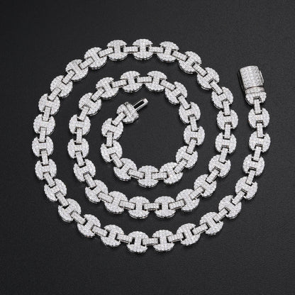 Iced Out 925 Sterling Silver 6-10mm Pig Nose Necklace Chain Men Women Prong Setting Moissanite Bracelet Hip Hop Rapper Jewelry
