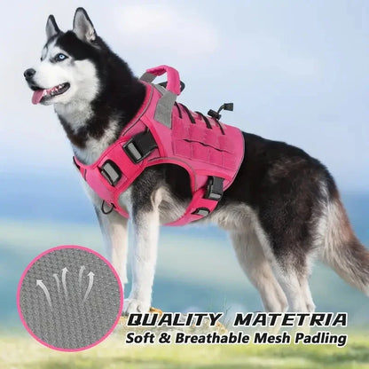 Adjustable No Pull Tactical Dog Harness with Handle Reflective Military Vest for Large Dogs Labrador