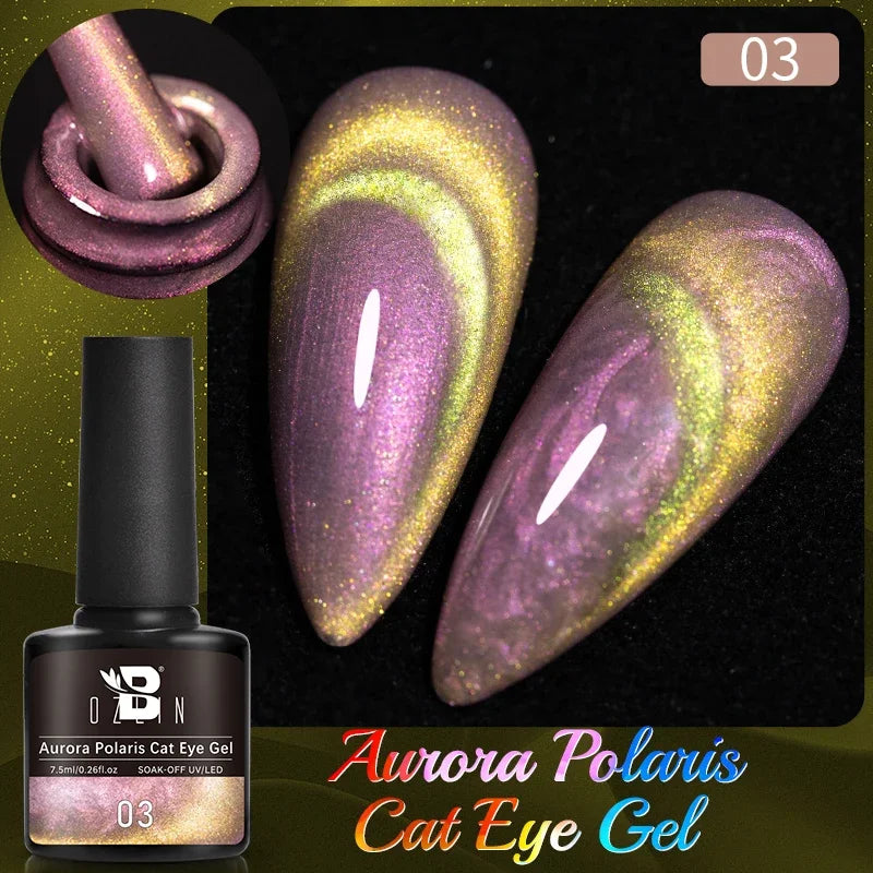 AWStorG 7.5ml Starlit Chameleon Cat Magnetic Gel Nail Polish Double Colors Semi Permanent UV Gel Varnish Need Black Base