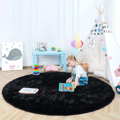 Round Fluffy Soft Area Rugs for Kids Room Princess Castle Plush Shaggy Carpet Cute Circle Nursery Rug Home Decor Circular Carpet