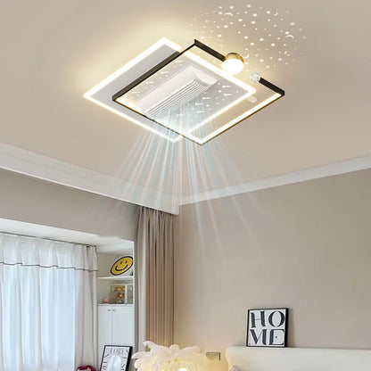 LED Bladeless Fan Light, Living Room Light, Modern Minimalist Smart Remote Control, Master Bedroom Study Ceiling Light 110V/220V