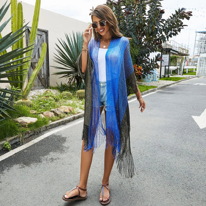 Women Sun Protection Shawl Lady Summer Hollow Out Cardigan Holiday Zebra Bikini Blouse Breathable Beach Cape Sexy Leopard Tippet