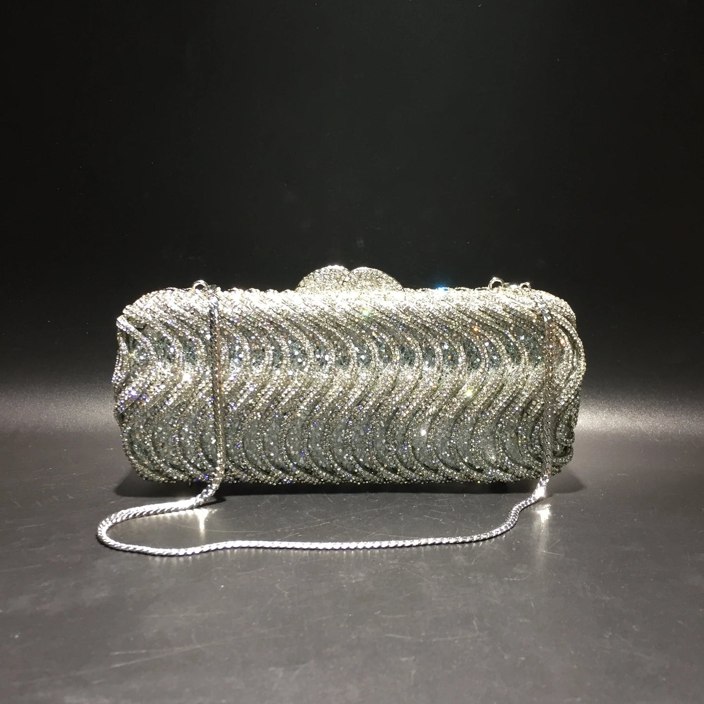 Luxury luxury crystal clutch bag elegant S-shaped striped wallet bridal wedding party ladies evening bag