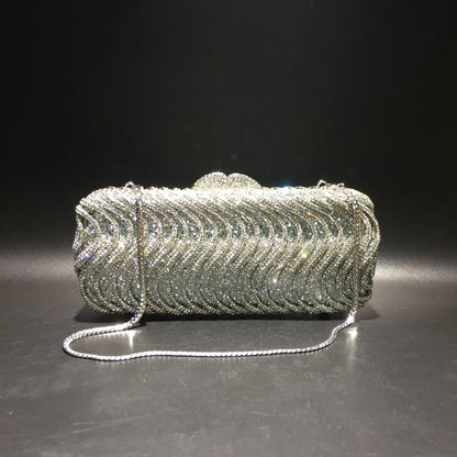 Luxury luxury crystal clutch bag elegant S-shaped striped wallet bridal wedding party ladies evening bag