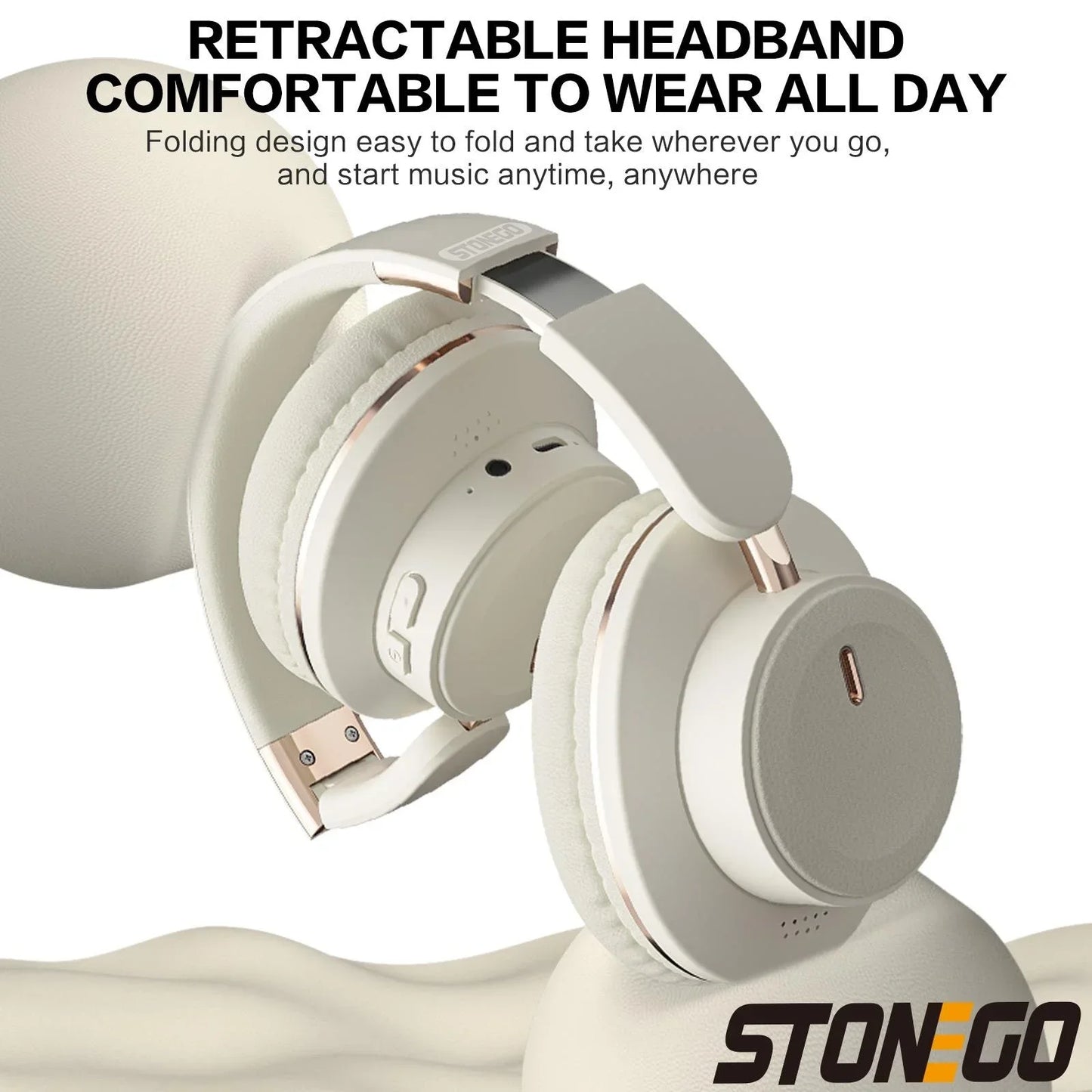 Wireless Headphones Bluetooth 5.3 Headset Foldable Portable Earphones Fashion Photography Props Aesthetic Outfit Accessories Long Battery Life Comfortable Lightweight Over Ear Bass Stereo Sound Adjustable Headband For Travel