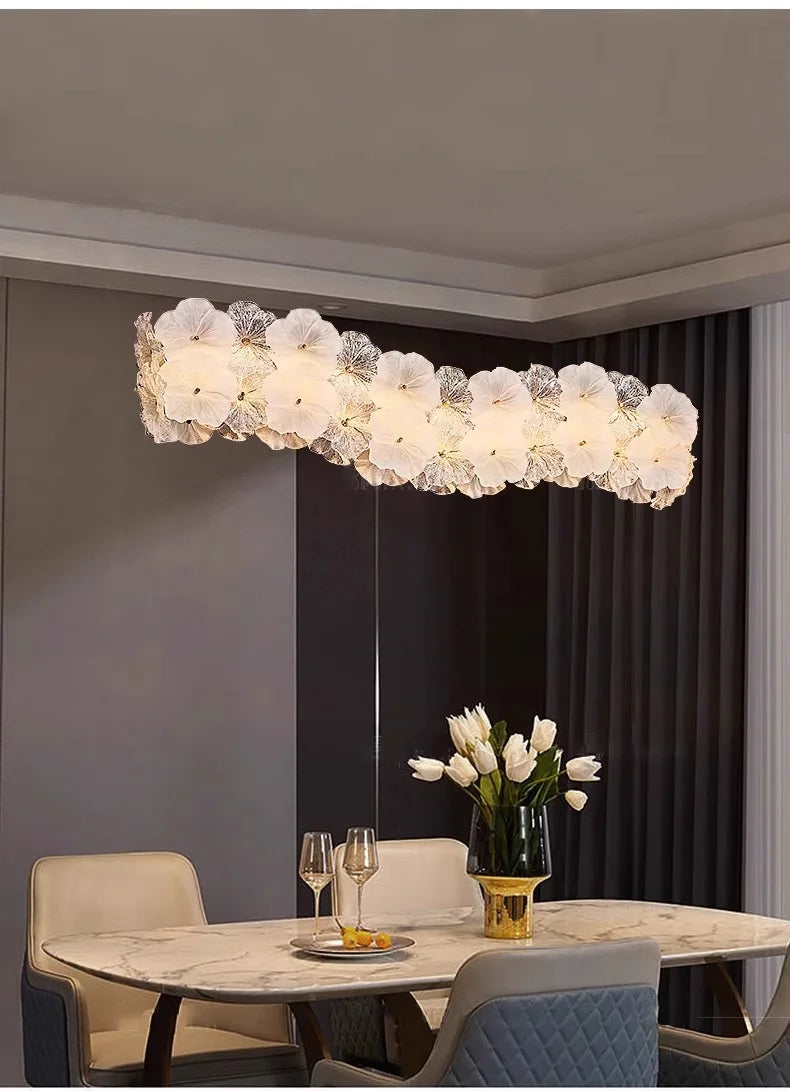 Modern Lustre Glass Flower Led Chandeliers Lighting Living Dining Room Pendant Lights Home Decor Bedroom Hanging Lamp Luminaire