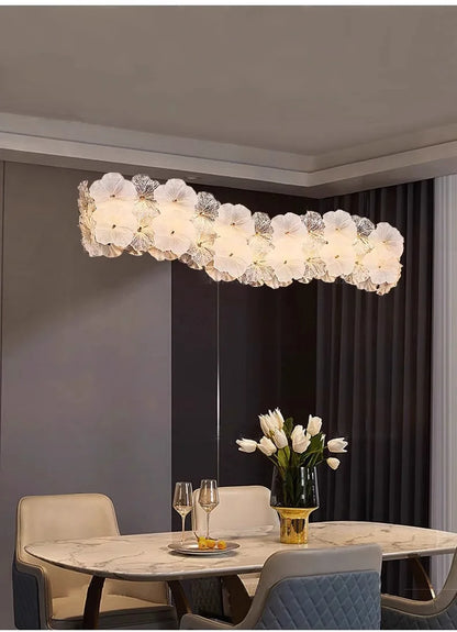 Modern Lustre Glass Flower Led Chandeliers Lighting Living Dining Room Pendant Lights Home Decor Bedroom Hanging Lamp Luminaire