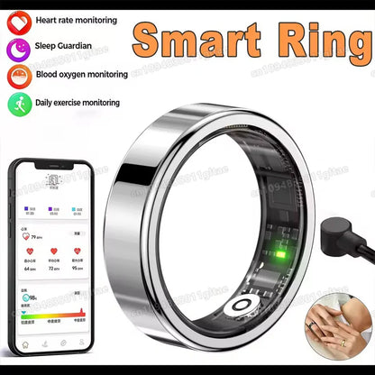 2026 New Smart Ring Heart Rate Blood Pressure Sleep Monitoring Motion Tracking IP68 Waterproof Men Women Smart Ring Holiday Gift