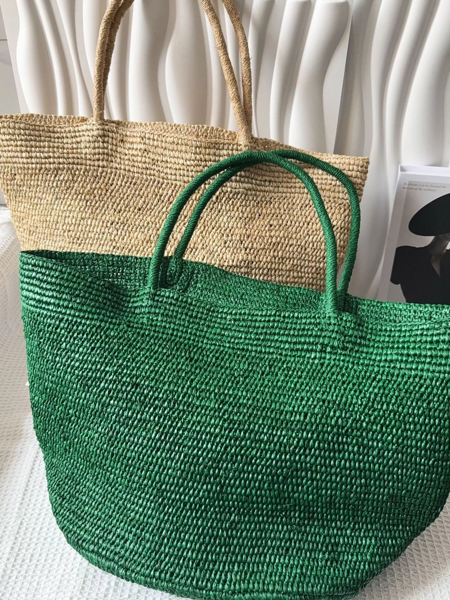 2026 New Summer Handmade Raffia Large Capacity Tote Bag for Women, Natural Straw Beach Bag, Luxury Shoulder Handbag
