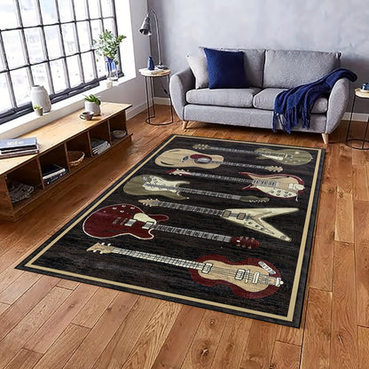 1pc Musical Instruments Guitar Pattern Area Rug Living Room Floor Mat Carpet Corridor Door Mat Porch Carpet Home Room Decor