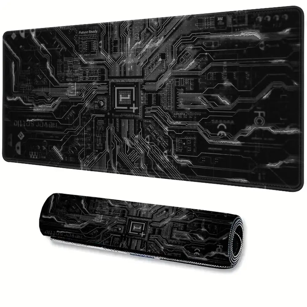 Black Circuit Board Pattern Mouse Pad Large Computer Office Table Mats Rubber Anti-slip Gaming Keyboard Mousepads Long Desk Pads