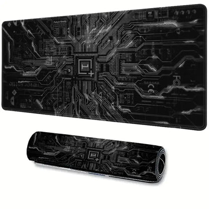 Black Circuit Board Pattern Mouse Pad Large Computer Office Table Mats Rubber Anti-slip Gaming Keyboard Mousepads Long Desk Pads