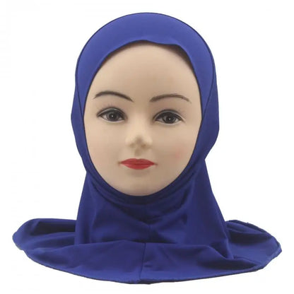Kids Islamic Hijab Arab Girls Muslim Turban Scarf Shawls Cap Solid Color Fit 2-6 Years Old Children Wear Directly Instant Hijab