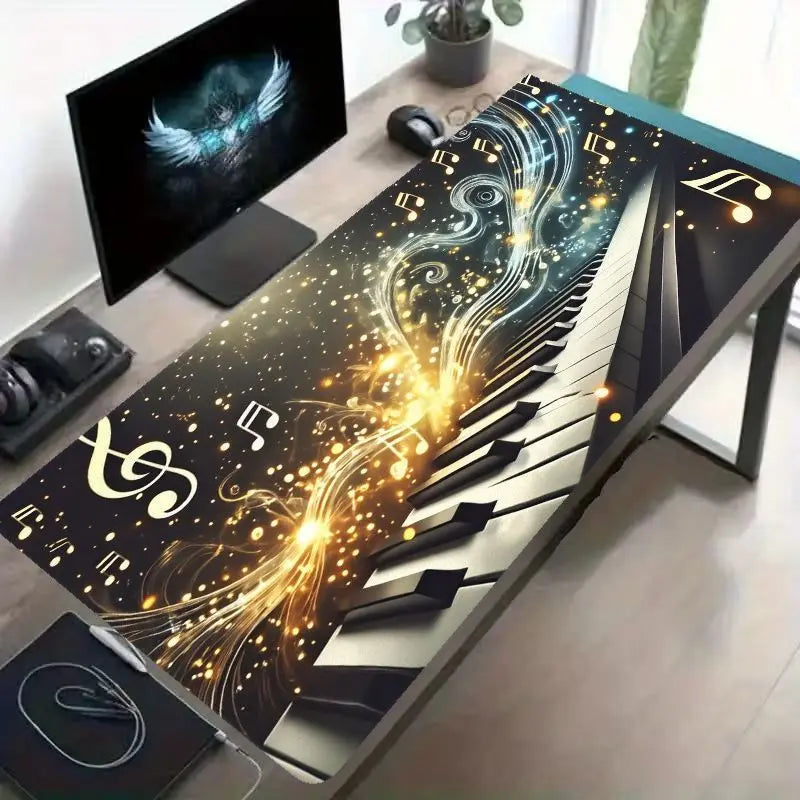Brand Piano Keys Mouse Pad Musical Note Design Large Gaming Desk Mat Anti-slip Comfortable Surface for Work Play