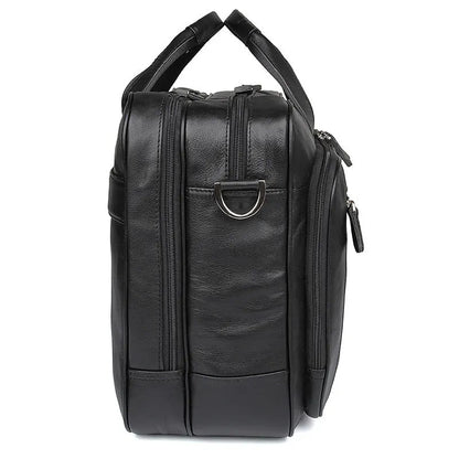 High Quality Genuine Leather Men Briefcase Business bag Crazy Horse Leather Large 17"inch Laptop Bag male Portfolio Office Case