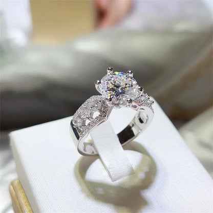 Luxury white gold solid platinum PT950 3 carat D color moissanite pigeon egg women's ring Seiko diamond ring