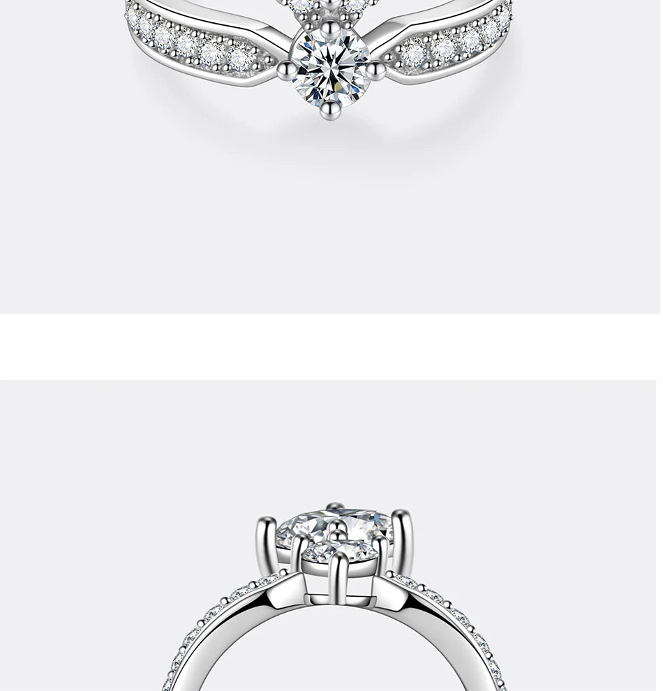 PERFANY 1.3CT Moissanite Ring for Women S925 Pure Silver Crown Double Layer Design Laboratory Diamond Wedding Luxury Jewelry